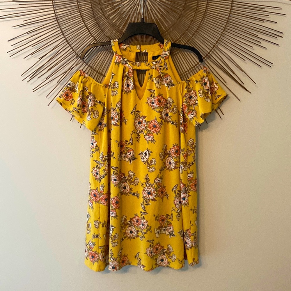 Flower mustard yellow dress.medium . Worn once. As u wish brand